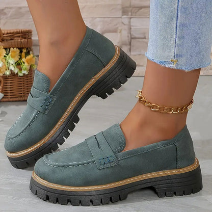 👢Women's Comfortable Chunky Slip On Platform Loafers