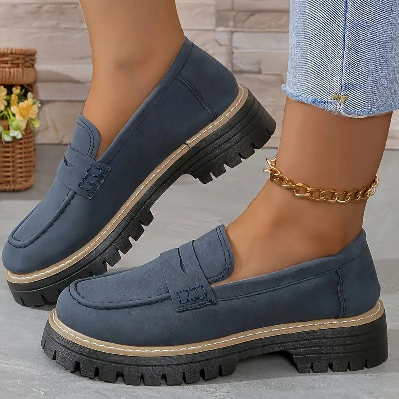 👢Women's Comfortable Chunky Slip On Platform Loafers