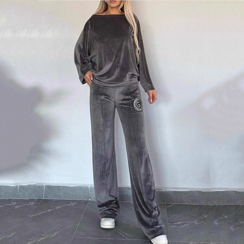 🔥🖤Black Friday Sale:50% OFF🔥Women’s Cozy Casual Set -  Soft Batwing Top and Wide-Leg Pants