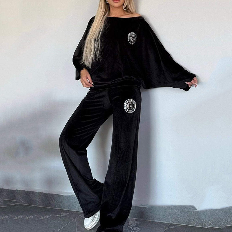 🔥🖤Black Friday Sale:50% OFF🔥Women’s Cozy Casual Set -  Soft Batwing Top and Wide-Leg Pants