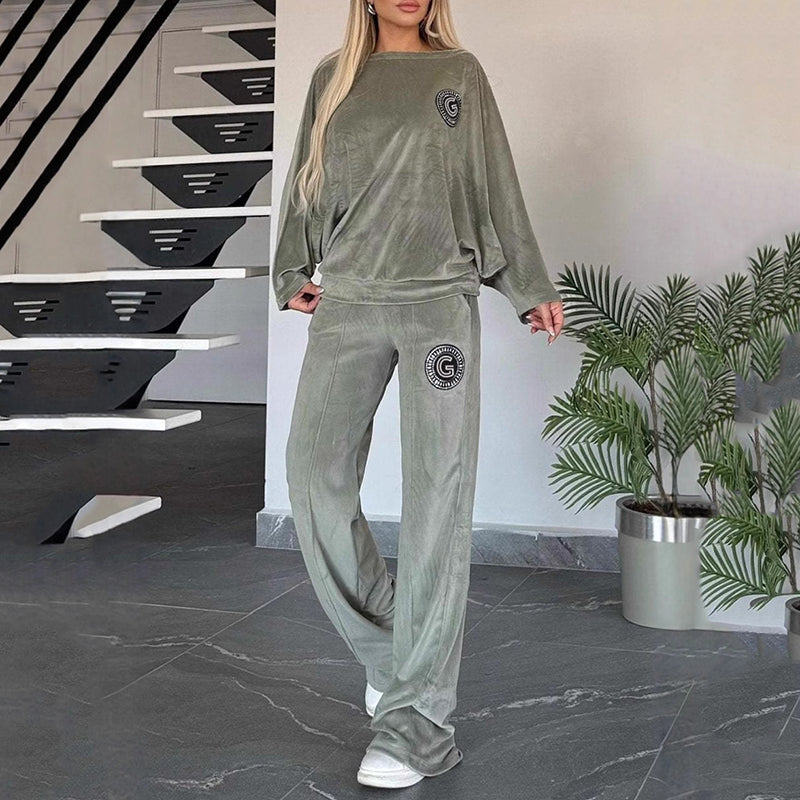 🔥🖤Black Friday Sale:50% OFF🔥Women’s Cozy Casual Set -  Soft Batwing Top and Wide-Leg Pants