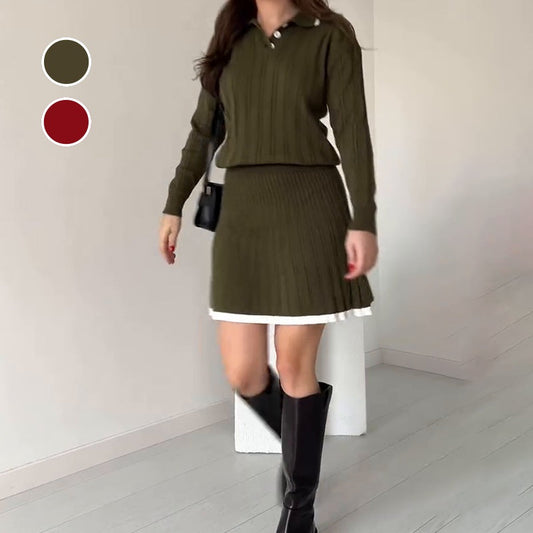 🌸Two-piece knitted jumper and short skirt for women💖👗