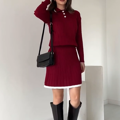 🌸Two-piece knitted jumper and short skirt for women💖👗