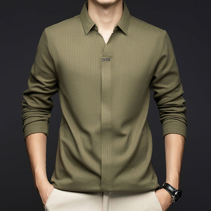 Casual Long-Sleeved Shirt in Skin-Friendly Fabric