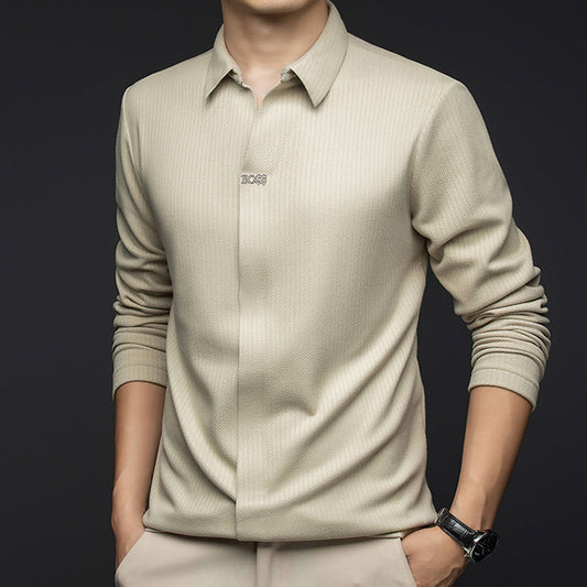 Casual Long-Sleeved Shirt in Skin-Friendly Fabric