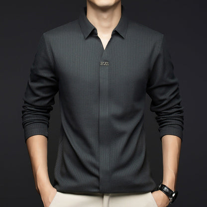 Casual Long-Sleeved Shirt in Skin-Friendly Fabric