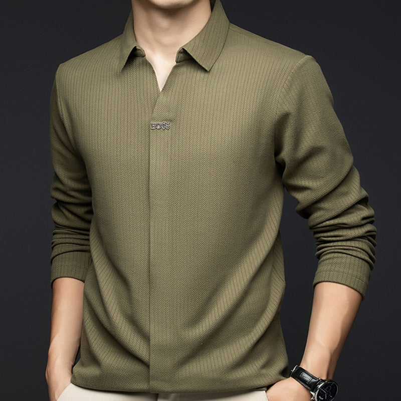 Casual Long-Sleeved Shirt in Skin-Friendly Fabric