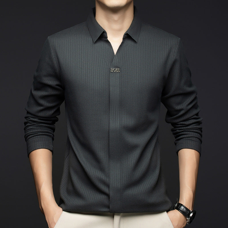 Casual Long-Sleeved Shirt in Skin-Friendly Fabric
