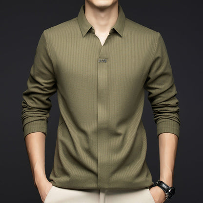 Casual Long-Sleeved Shirt in Skin-Friendly Fabric