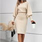 🎀Women's patchwork dress with a round neckline and long sleeves