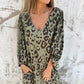 💕V-Neck Printed Flowy Dress with Pockets