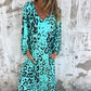 💕V-Neck Printed Flowy Dress with Pockets