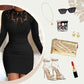 Women's Elegant Lace Long Sleeve Bodycon Dress