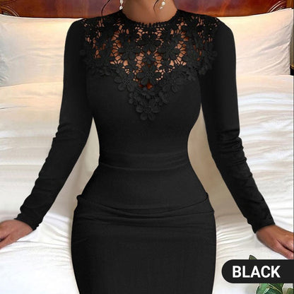 Women's Elegant Lace Long Sleeve Bodycon Dress