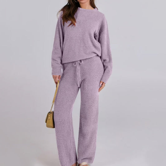 Women's Ultra-Soft Loungewear Set - Round Neck Top & Matching Pants