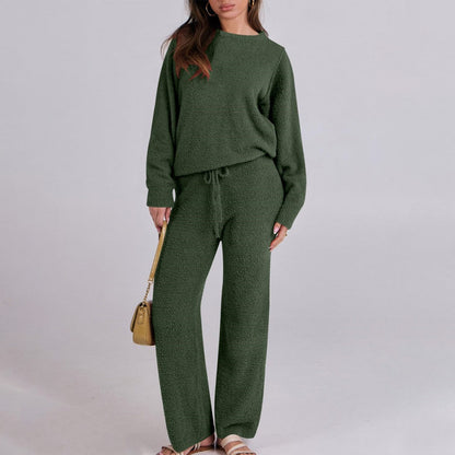 Women's Ultra-Soft Loungewear Set - Round Neck Top & Matching Pants