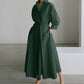 💥2025 New Hot Sale💕Women's Plain Cotton Lapel Shirt Wrap Dress