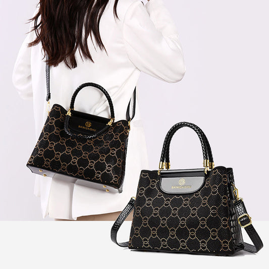 Women’s Luxury 3-Compartment Handbag with Shoulder Strap