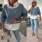 Women's Chic Long Sleeve Denim Top & Trouser Two-Piece Set