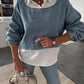 Women's Chic Long Sleeve Denim Top & Trouser Two-Piece Set