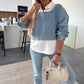 Women's Chic Long Sleeve Denim Top & Trouser Two-Piece Set