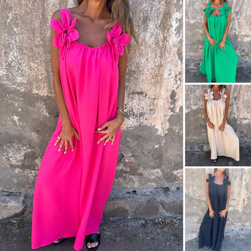 🌺Summer Hot Sale 50% OFF💕 Floral Straps U Neckline Solid Women's Dresses