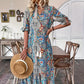V-Neck Bohemian Side Split Flowy Dress