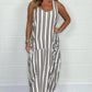 💕Limited Sale 50% OFF💕👗Stripe Oversized Tie-Front Pocket Dress