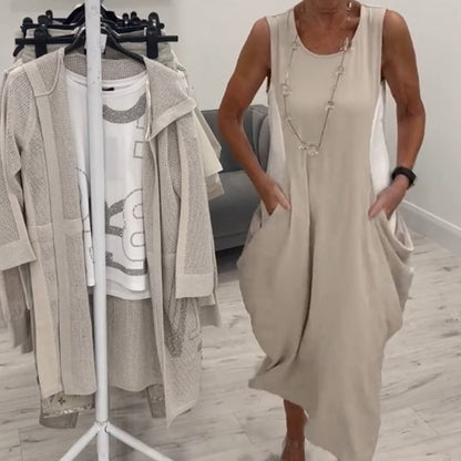 Simple Sleeveless Dress with Pockets