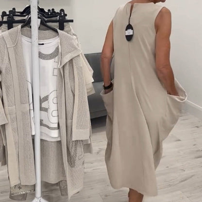 Simple Sleeveless Dress with Pockets