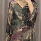 Casual V-neck Printed Two Piece Suit