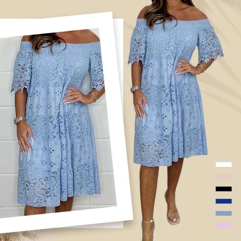 🔥Best Seller-50% OFF!!💃Lace Hollow Patchwork Strapless Dress For Women