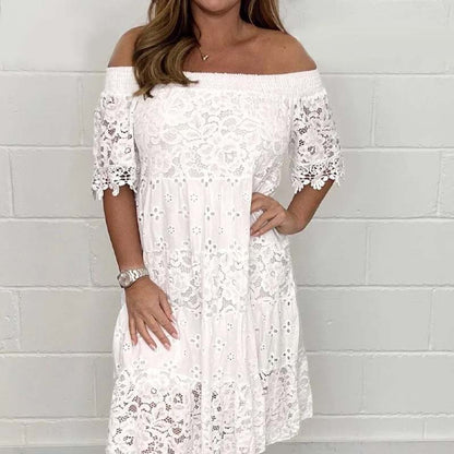 🔥Best Seller-50% OFF!!💃Lace Hollow Patchwork Strapless Dress For Women
