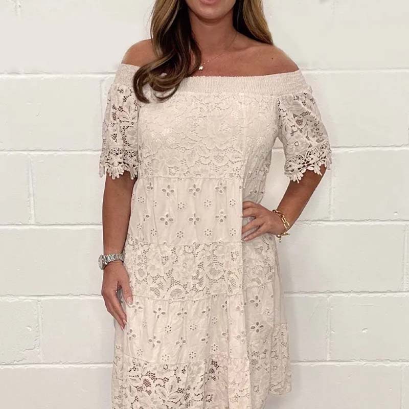 🔥Best Seller-50% OFF!!💃Lace Hollow Patchwork Strapless Dress For Women