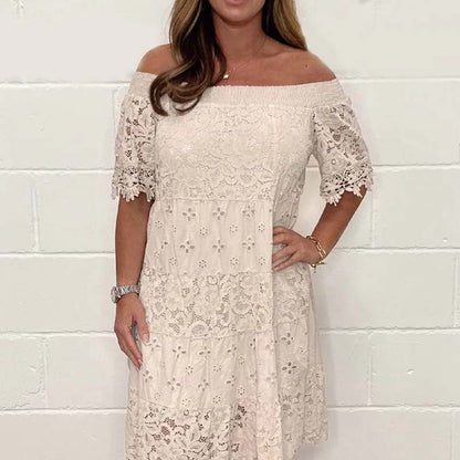 🔥Best Seller-50% OFF!!💃Lace Hollow Patchwork Strapless Dress For Women