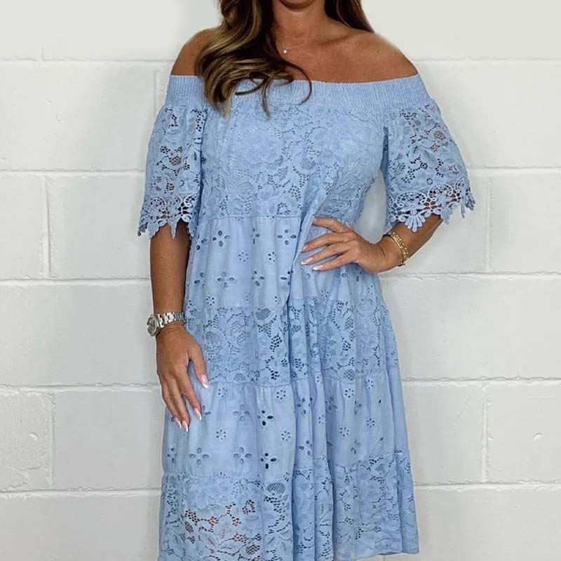 🔥Best Seller-50% OFF!!💃Lace Hollow Patchwork Strapless Dress For Women