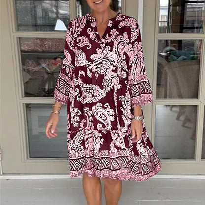 Women's Casual V-Neck Floral Print Dress
