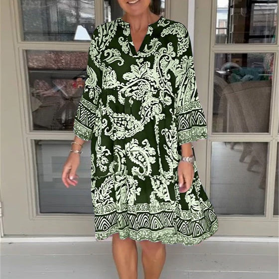 Women's Casual V-Neck Floral Print Dress