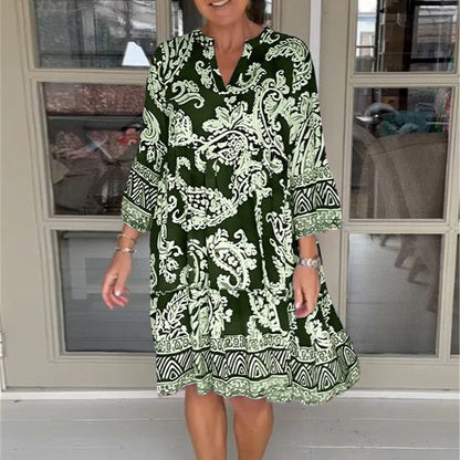 Women's Casual V-Neck Floral Print Dress
