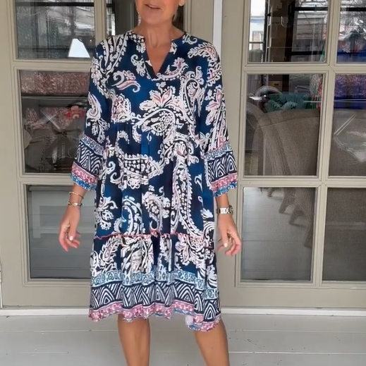 Women's Casual V-Neck Floral Print Dress