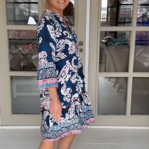 Women's Casual V-Neck Floral Print Dress