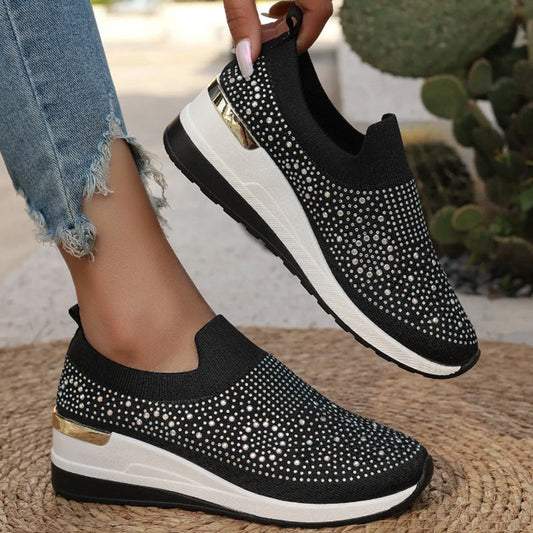 Rhinestone Slip-on Casual Mesh Fabric Sneakers For Women