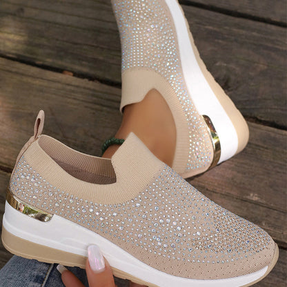 Rhinestone Slip-on Casual Mesh Fabric Sneakers For Women