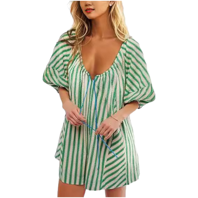 🌺Summer Hot Sale 50% OFF🌺Puff Sleeves V Neck Rompers for Women