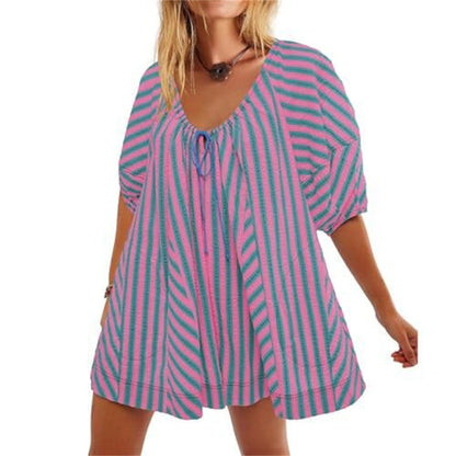 🌺Summer Hot Sale 50% OFF🌺Puff Sleeves V Neck Rompers for Women