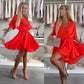 🌸Summer Sale 🌸V-Neck Solid Asymmetrical Hem Dress