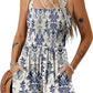 Floral Print Sleeveless Shorts Jumpsuit with Pockets