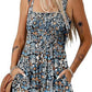 Floral Print Sleeveless Shorts Jumpsuit with Pockets
