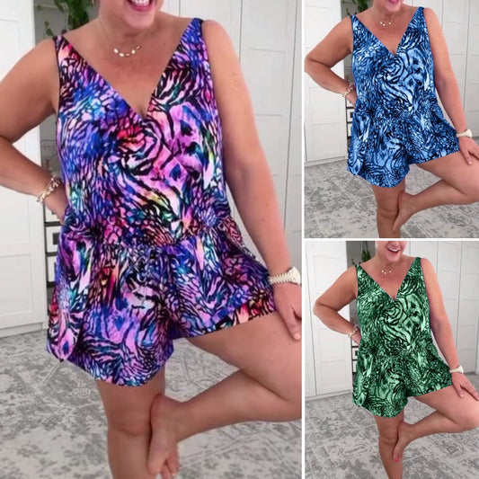 🌸Summer Hot Sale 49%OFF🌸Sleeveless V-Neck Printed Swimsuit 😍Delivered within 5 working days