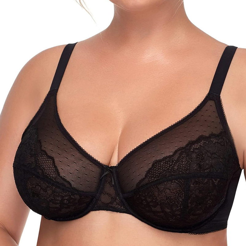 HSIA Enchante Minimiser Bra for Women Full Coverage Underwired Lace Bra Plus Size Support and Lift Unlined Floral Bra for Heavy Bust